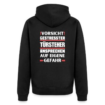 Ne parlez pas aux videurs stressés ! - Veste à capuche bio Premium Unisexe - noir - Dos - Nico (187cm)