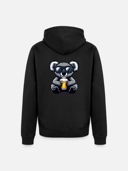 Koala Après Ski Beer Comic - Unisex Premium Organic Zip Hoodie - black