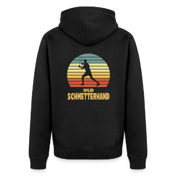 Old Schmetterhand Squash - Unisex Premium Bio Zip Hoodie - Schwarz - Hinten - Nico (187cm)
