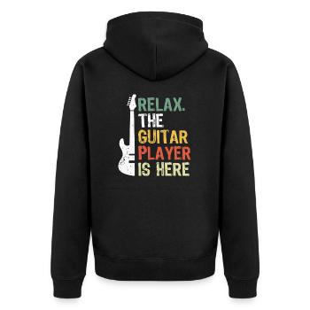 Gitarre Geschenk Gitarrist Musiker E-Gitarre Musik - Unisex Premium Bio Zip Hoodie - Schwarz - Hinten - Nico (187cm)