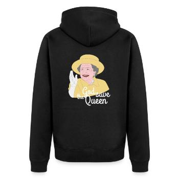 God save the Queen - Unisex Premium Bio Zip Hoodie - Schwarz - Hinten - Nico (187cm)