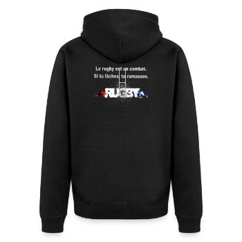 RUGBY COMBAT - Veste à capuche bio Premium Unisexe - noir - Dos - Nico (187cm)