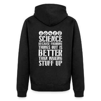La science vaut mieux que l’invention - Veste à capuche bio Premium Unisexe - noir - Dos - Nico (187cm)