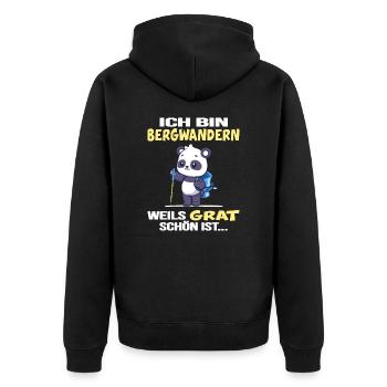 Bergwandern Hüttentour servus alpin Gipfel-Grat - Unisex Premium Bio Zip Hoodie - Schwarz - Hinten - Nico (187cm)