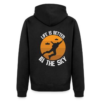 La vie est meilleure au paradis - Saut en parachute - Veste à capuche bio Premium Unisexe - noir - Dos - Nico (187cm)