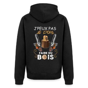 Couper Le Bois Humour Bûcheron - Veste à capuche bio Premium Unisexe - noir - Dos - Nico (187cm)