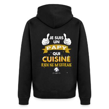 Je Suis Un Papy Qui Cuisine - Veste à capuche bio Premium Unisexe - noir - Dos - Nico (187cm)