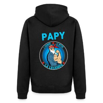 Papy La Légende Humou Grand-Père Vintage - Veste à capuche bio Premium Unisexe - noir - Dos - Nico (187cm)