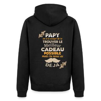Papy Cadeau Original - Veste à capuche bio Premium Unisexe - noir - Dos - Nico (187cm)