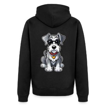 Cool Schnauzer Dog with Sunglasses - Unisex Premium Organic Zip Hoodie - black - Back - Nico (187cm)