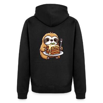 Sloth Pasta Lasagna Italian Food - Unisex Premium Organic Zip Hoodie - black - Back - Nico (187cm)