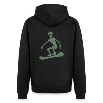 Design minimaliste : Alien Snowboarder Silhoue - Veste à capuche bio Premium Unisexe - noir - Dos - Nico (187cm)