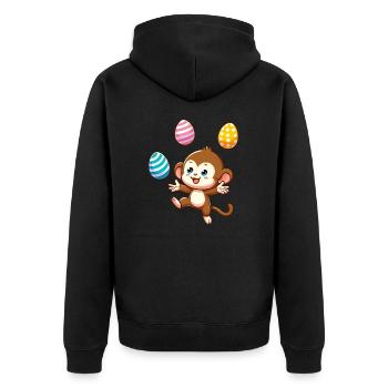 Easter Monkey Easter Egg Juggler Artist Design - Unisex Premium Organic Zip Hoodie - black - Back - Nico (187cm)