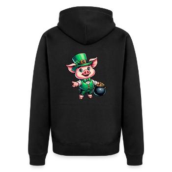 Doux cochon de la Saint-Patrick - Veste à capuche bio Premium Unisexe - noir - Dos - Nico (187cm)