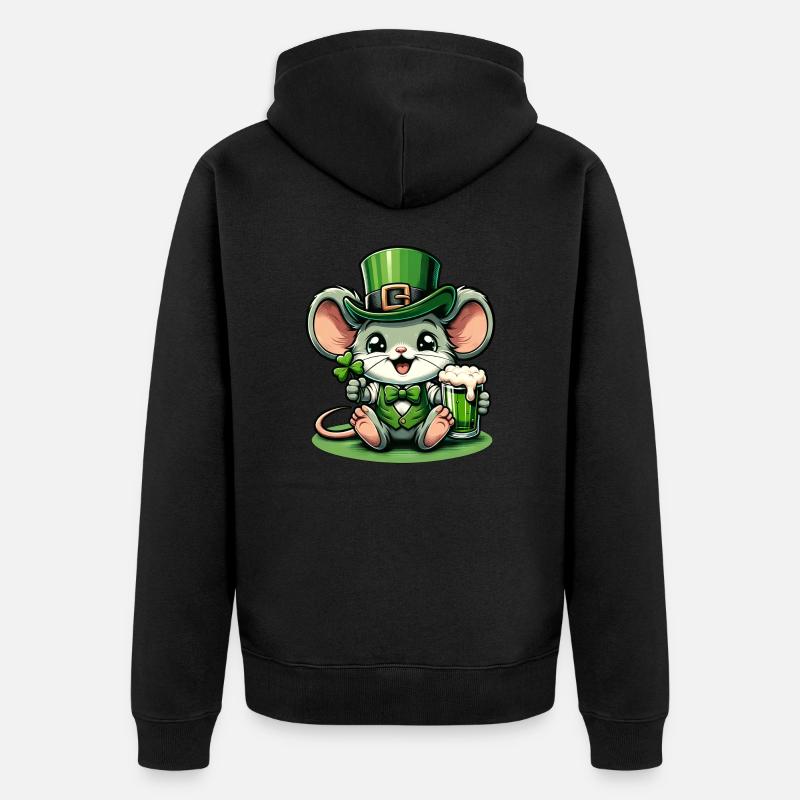 Souris de la Saint-Patrick au look festif - Veste à capuche bio Premium Unisexe - noir
