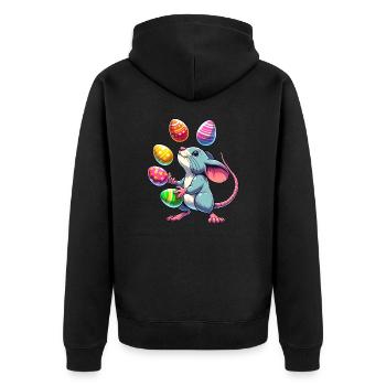 Oster Maus & Ratte Eierjonglage - Unisex Premium Bio Zip Hoodie - Schwarz - Hinten - Nico (187cm)