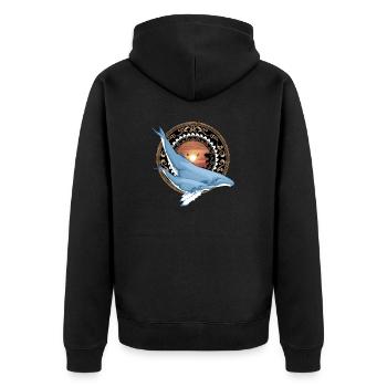 Buckelwal Hawaiianisch - Unisex Premium Bio Zip Hoodie - Schwarz - Hinten - Nico (187cm)