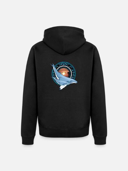 Humpback Whale Hawaiian - Unisex Premium Organic Zip Hoodie - black