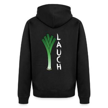 Lauch - Unisex Premium Bio Zip Hoodie - Schwarz - Hinten - Nico (187cm)
