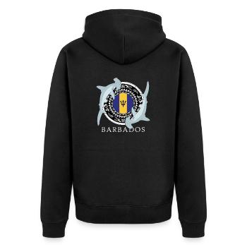 Barbados Hammerhai - Unisex Premium Bio Zip Hoodie - Schwarz - Hinten - Nico (187cm)