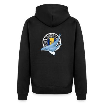 Barbados Buckelwale - Unisex Premium Bio Zip Hoodie - Schwarz - Hinten - Nico (187cm)