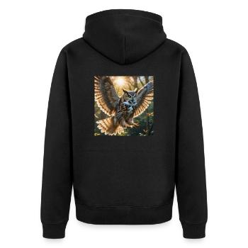 Eule - Unisex Premium Bio Zip Hoodie - Schwarz - Hinten - Nico (187cm)