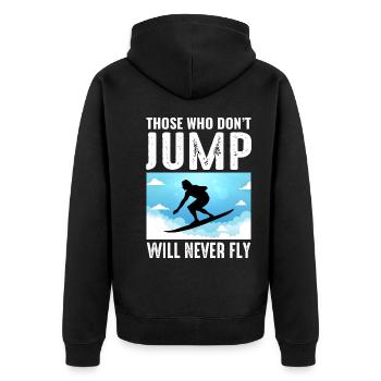 Skysurfing Fallschirmspringen Extremsport Fallschirmspringer Lustig - Unisex Premium Bio Zip Hoodie - Schwarz - Hinten - Nico (187cm)