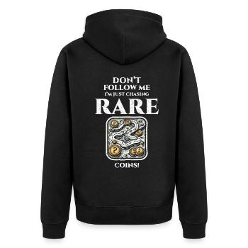 Münzsammler Sammler Numismatischer Numismatiker - Unisex Premium Bio Zip Hoodie - Schwarz - Hinten - Nico (187cm)