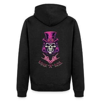 Rock n Roll Skull - Unisex Premium Organic Zip Hoodie - black - Back - Nico (187cm)