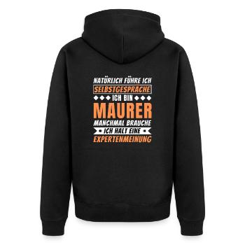 Ich führe Selbstgespräche - Maurer Edition - Unisex Premium Bio Zip Hoodie - Schwarz - Hinten - Nico (187cm)