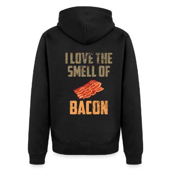 Amateur de bacon J’aime l’odeur du régime céto au bacon - Veste à capuche bio Premium Unisexe - noir - Dos - Nico (187cm)