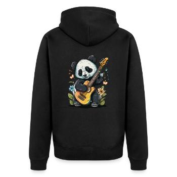 Rockin Panda - Unisex Premium Bio Zip Hoodie - Schwarz - Hinten - Nico (187cm)