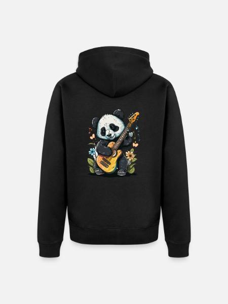 Rockin Panda - Unisex Premium Bio Zip Hoodie - Schwarz