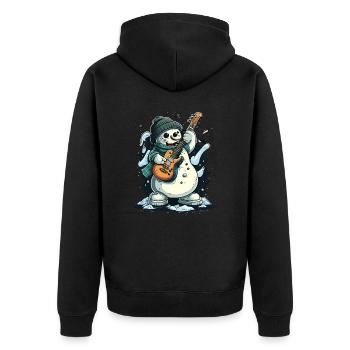 Rockin Schneemann - Unisex Premium Bio Zip Hoodie - Schwarz - Hinten - Nico (187cm)