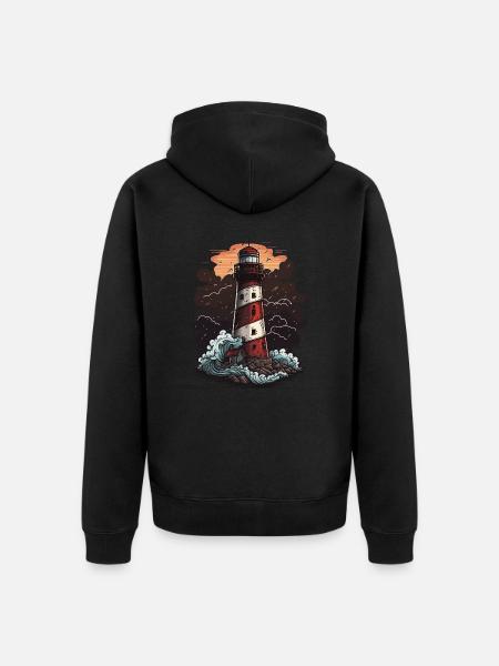 Stormy Sentinel - Unisex Premium Organic Zip Hoodie - black