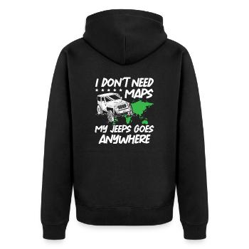 I Don't Need Maps My Jeeps Goes Anywhere - Unisex Premium Organic Zip Hoodie - black - Back - Nico (187cm)