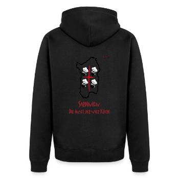 Sardinia - The Island of the Four Chefs - Unisex Premium Organic Zip Hoodie - black - Back - Nico (187cm)