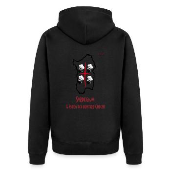 Sardegna L'Isola dei quattro Cuochi - Unisex Premium Bio Zip Hoodie - Schwarz - Hinten - Nico (187cm)