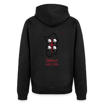 Sardegna - Mare e Terra - Unisex Premium Bio Zip Hoodie - Schwarz - Hinten - Nico (187cm)