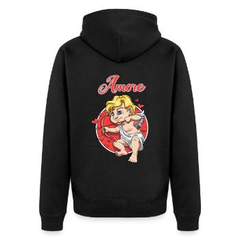 Liebesengel Zeichen der Liebe Romantik Geschenk - Unisex Premium Bio Zip Hoodie - Schwarz - Hinten - Nico (187cm)