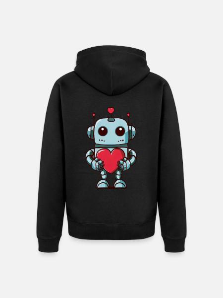 Robots with a heart - Unisex Premium Organic Zip Hoodie - black