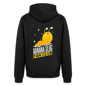 Banana Slug Fan Club - Unisex Premium Bio Zip Hoodie - Schwarz - Hinten - Nico (187cm)