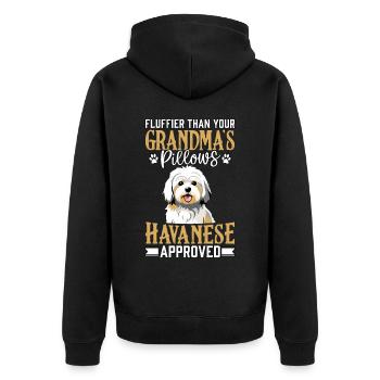 Fluffier than your Grandma's Pillows Havanese - Unisex Premium Organic Zip Hoodie - black - Back - Nico (187cm)