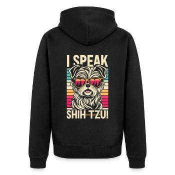 Shih-Tzu in retro look - Unisex Premium Organic Zip Hoodie - black - Back - Nico (187cm)