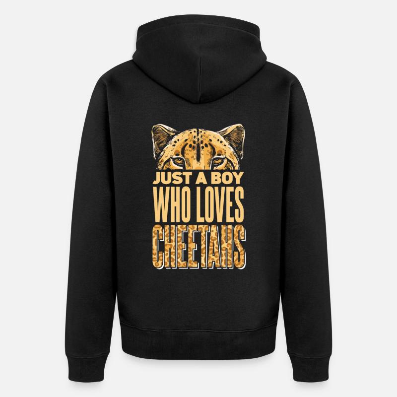 Kinder Leopard Gepard Junge - Unisex Premium Bio Zip Hoodie - Schwarz