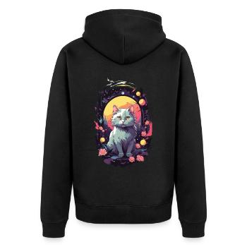 Gothic Cat Mystical Cat Lover Design - Unisex Premium Organic Zip Hoodie - black - Back - Nico (187cm)