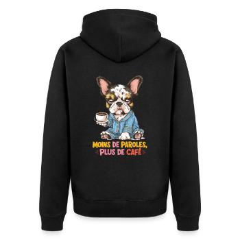 moins parler plus de café - Veste à capuche bio Premium Unisexe - noir - Dos - Nico (187cm)