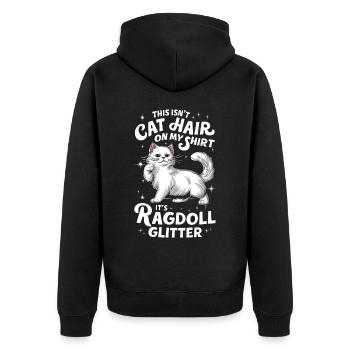 Katze Ragdoll Geschenk - Unisex Premium Bio Zip Hoodie - Schwarz - Hinten - Nico (187cm)