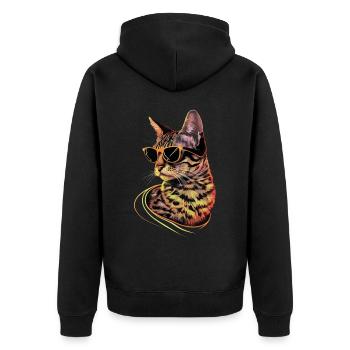 Sonnenbrille für exotische Kurzhaarkatzen Geschenk - Unisex Premium Bio Zip Hoodie - Schwarz - Hinten - Nico (187cm)