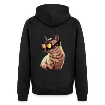 Sonnenbrille für Siamkatzen Geschenk - Unisex Premium Bio Zip Hoodie - Schwarz - Hinten - Nico (187cm)